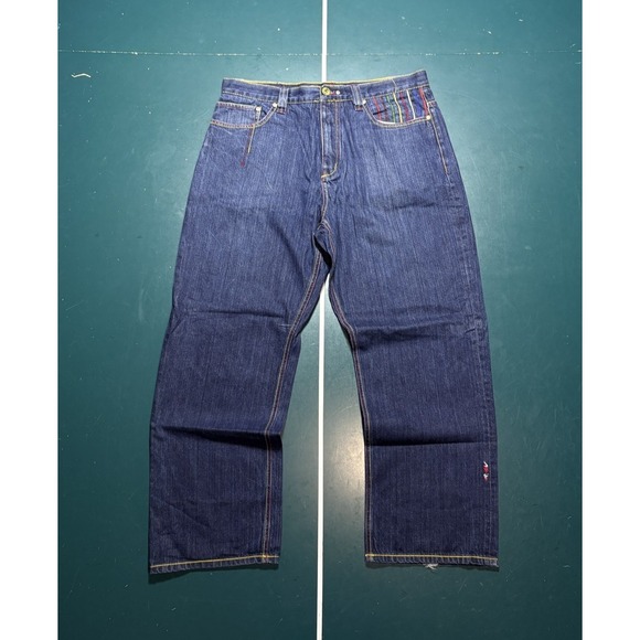 VTG Y2K Coogi Jeans 38x32 Baggy Hip‎ Hop Skater Grunge Wide Leg Sewn Embroidery - Picture 3 of 13